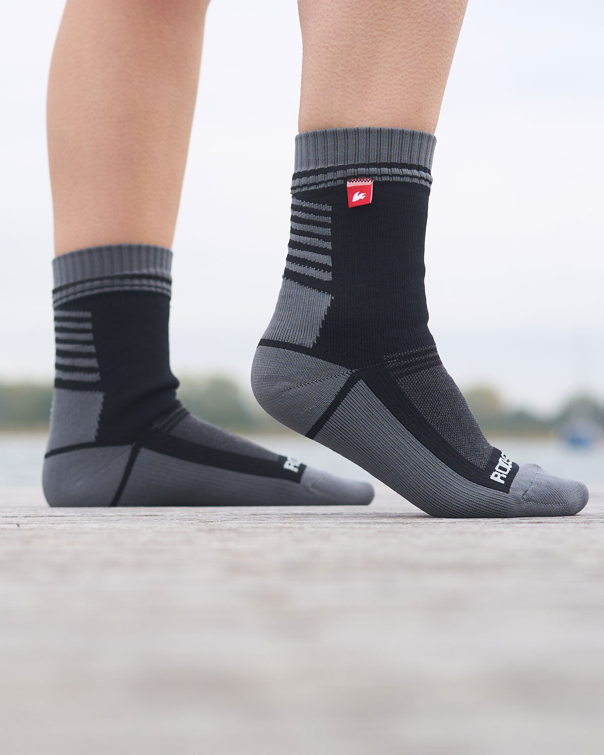Rooster Sailing Waterproof Socks, Unisex, Black/Grey, Triple-layer